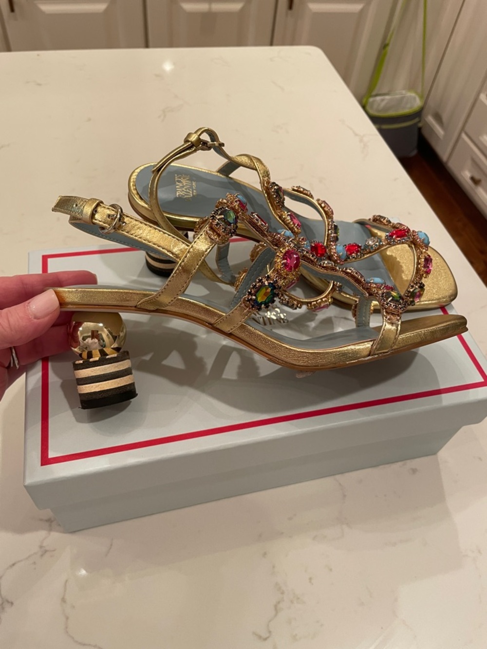 Frances Valentine NEW Kiki gem heeled sandal sz 7.5 - Picture 4 of 10